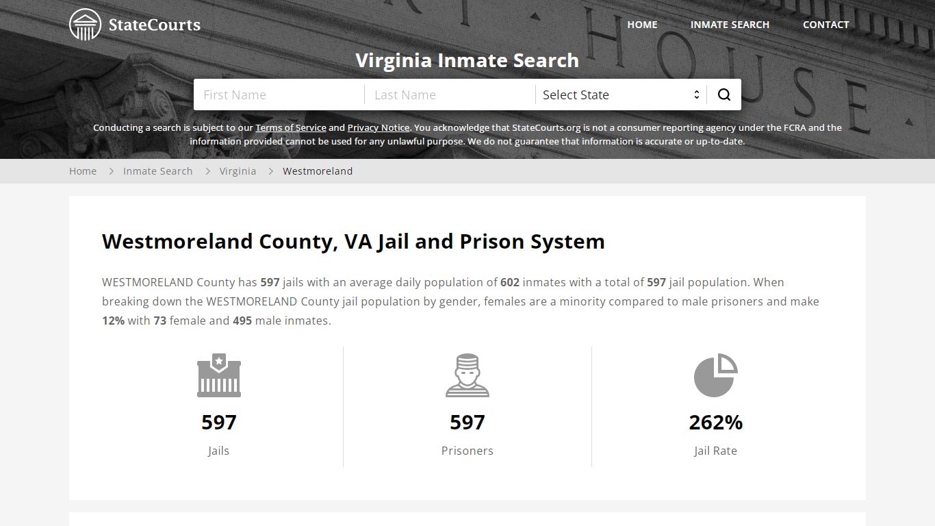 Westmoreland County, VA Inmate Search - StateCourts